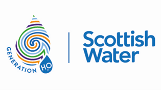 Water droplet graphic next to Scottish Water logo