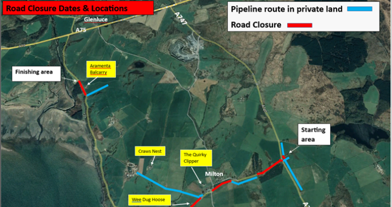 Satellite image of water main upgrade in Milton