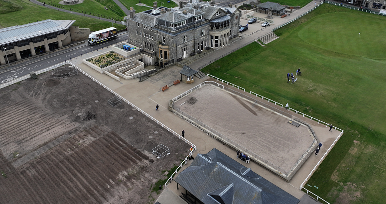 An aerial view following completion of the work. The area has been reinstated