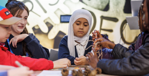 P5 pupils from Hanover Street Primary School took part in a workshop at ASC making rain chains